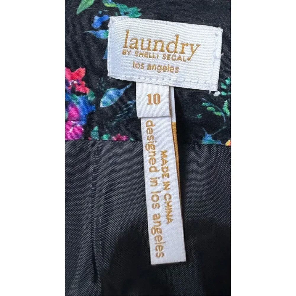 Black Colorful Floral Stretch pencil skirt by Laundry by Shelli Segal size 10